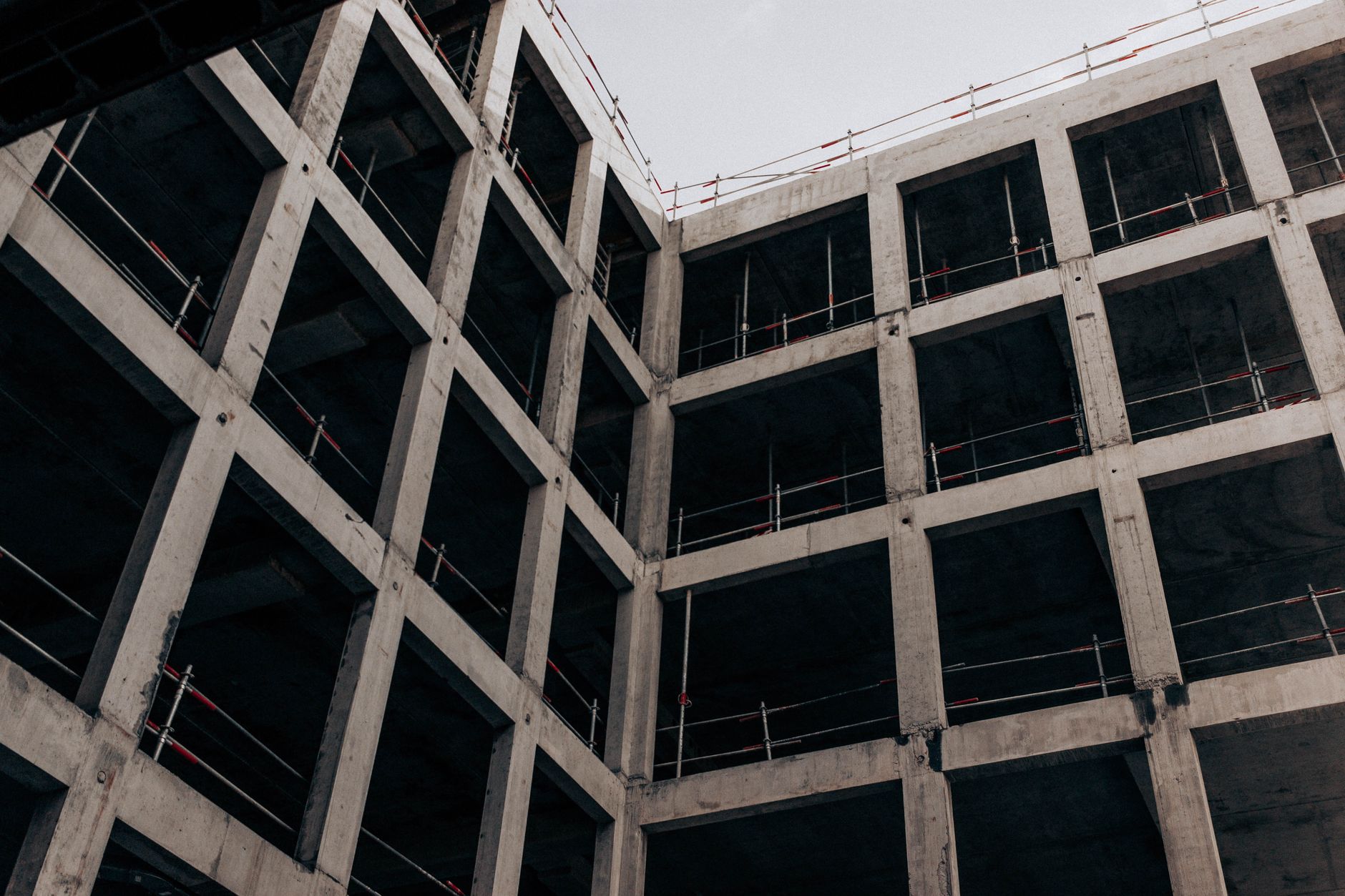 Modern concrete commercial building under construction