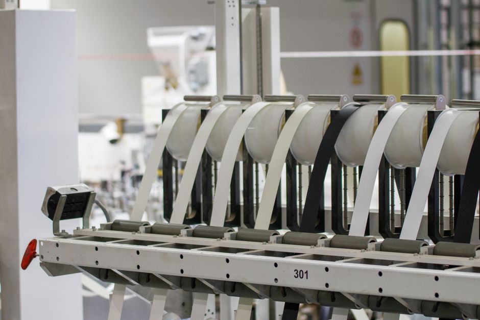 Industrial machine running on a manufacturing production line