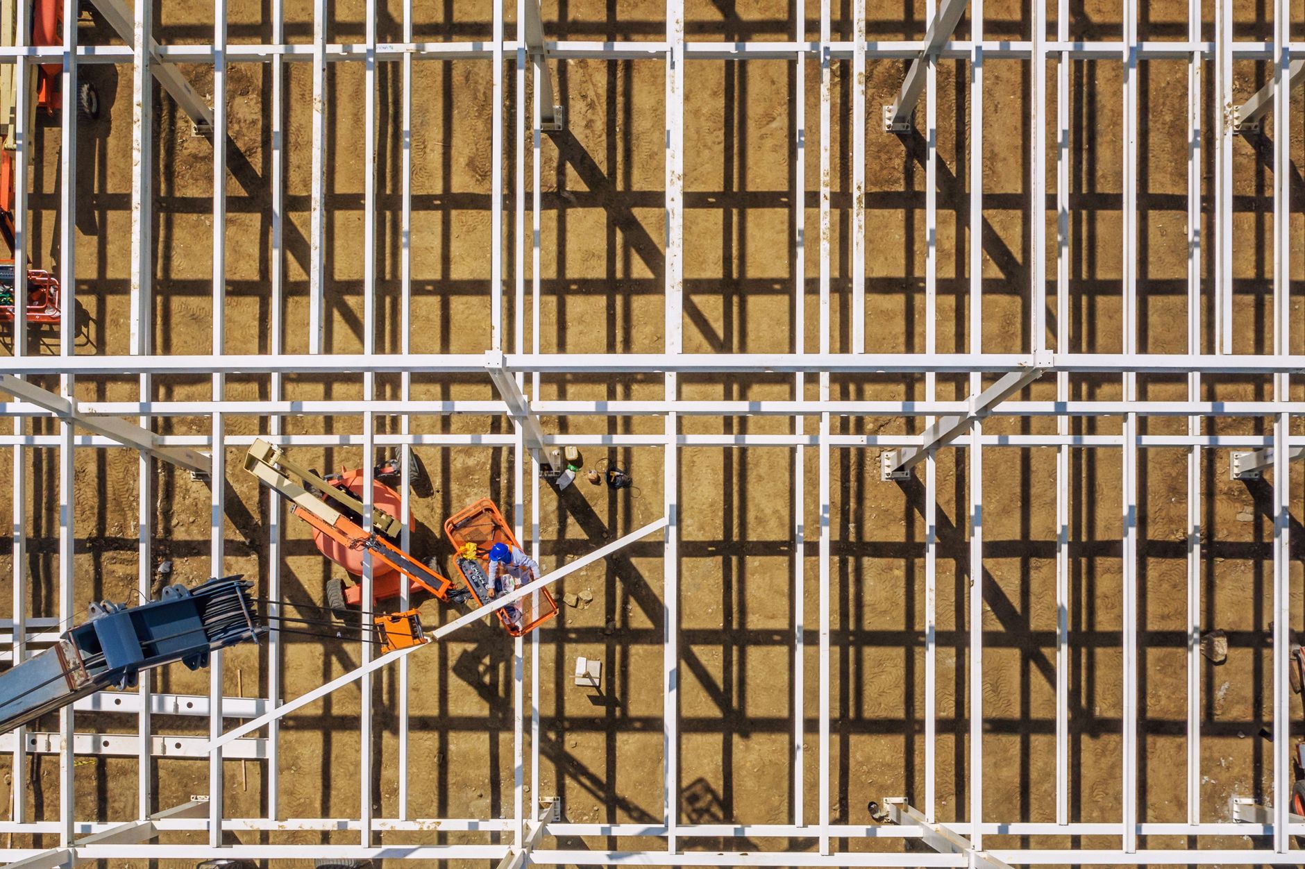Construction workers on a steel-frame building