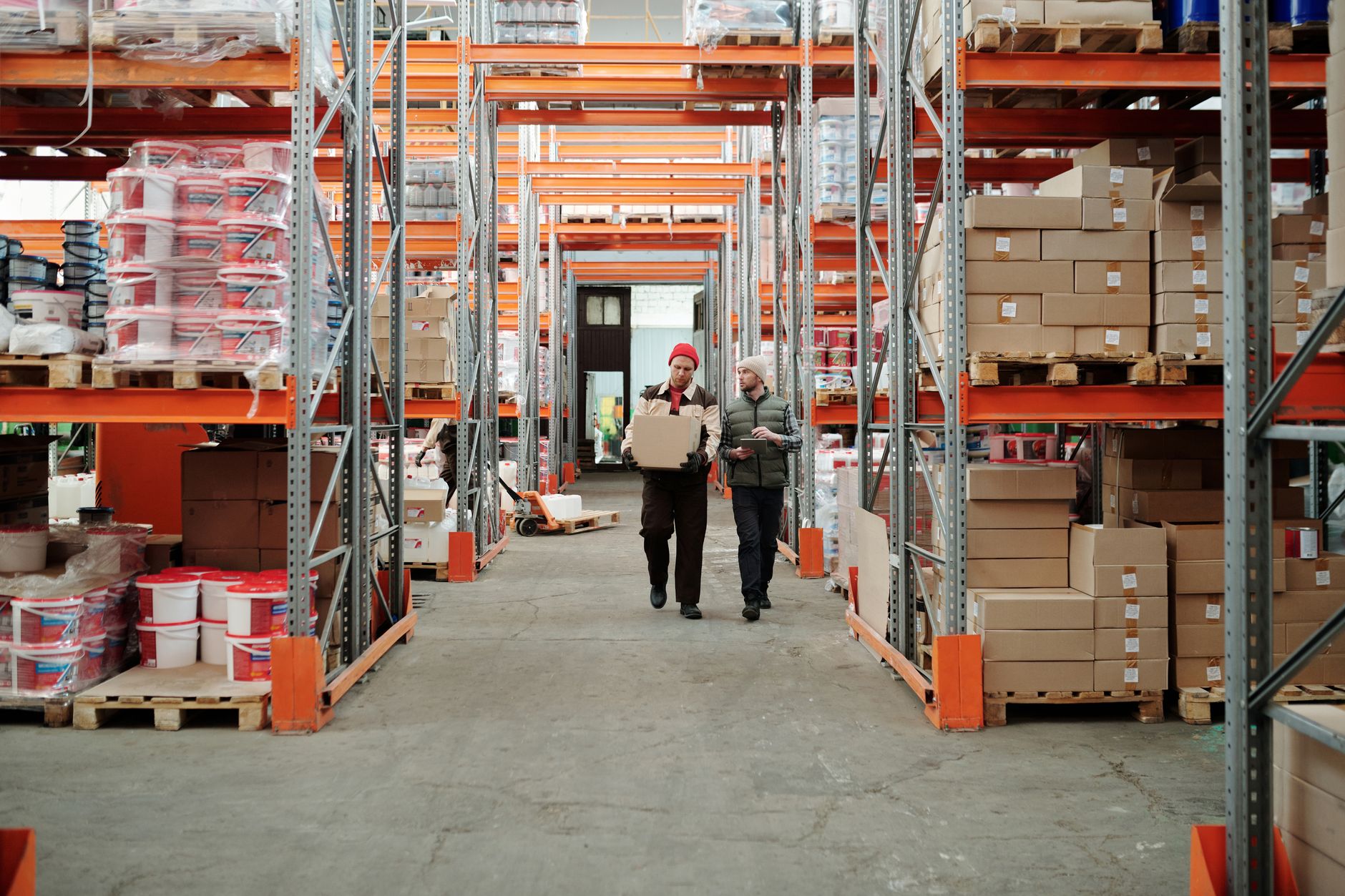 Warehouse inventory on shelves