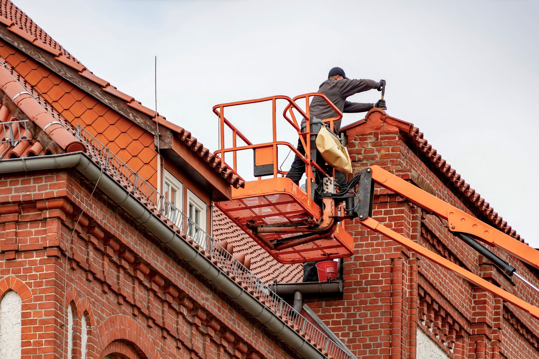 Workers on a commercial flat roof