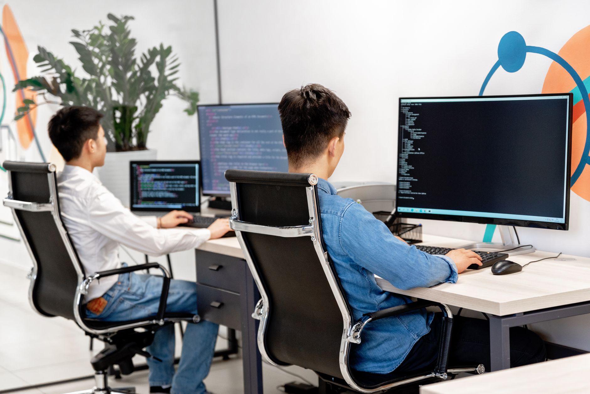 Software developers working in an office